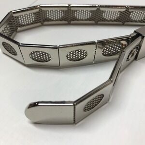 Vintage inspired Silver Tone Metal Mesh Link Belt Industrial Articulated Grommet